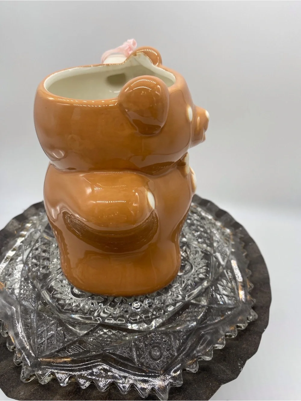 Peppermint Caramel Brown Bear Ceramic Mug with White Accents